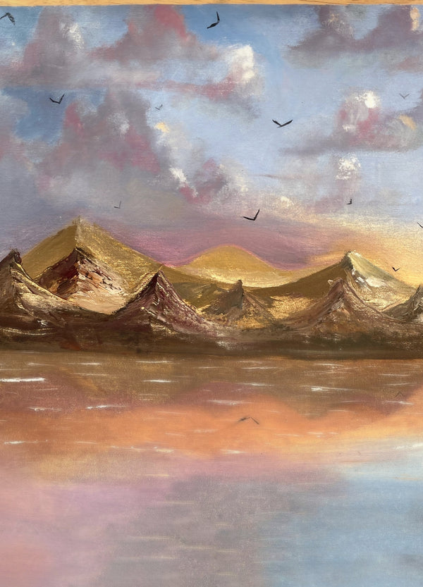 Golden Peaks at Dusk – Framed Wall Art